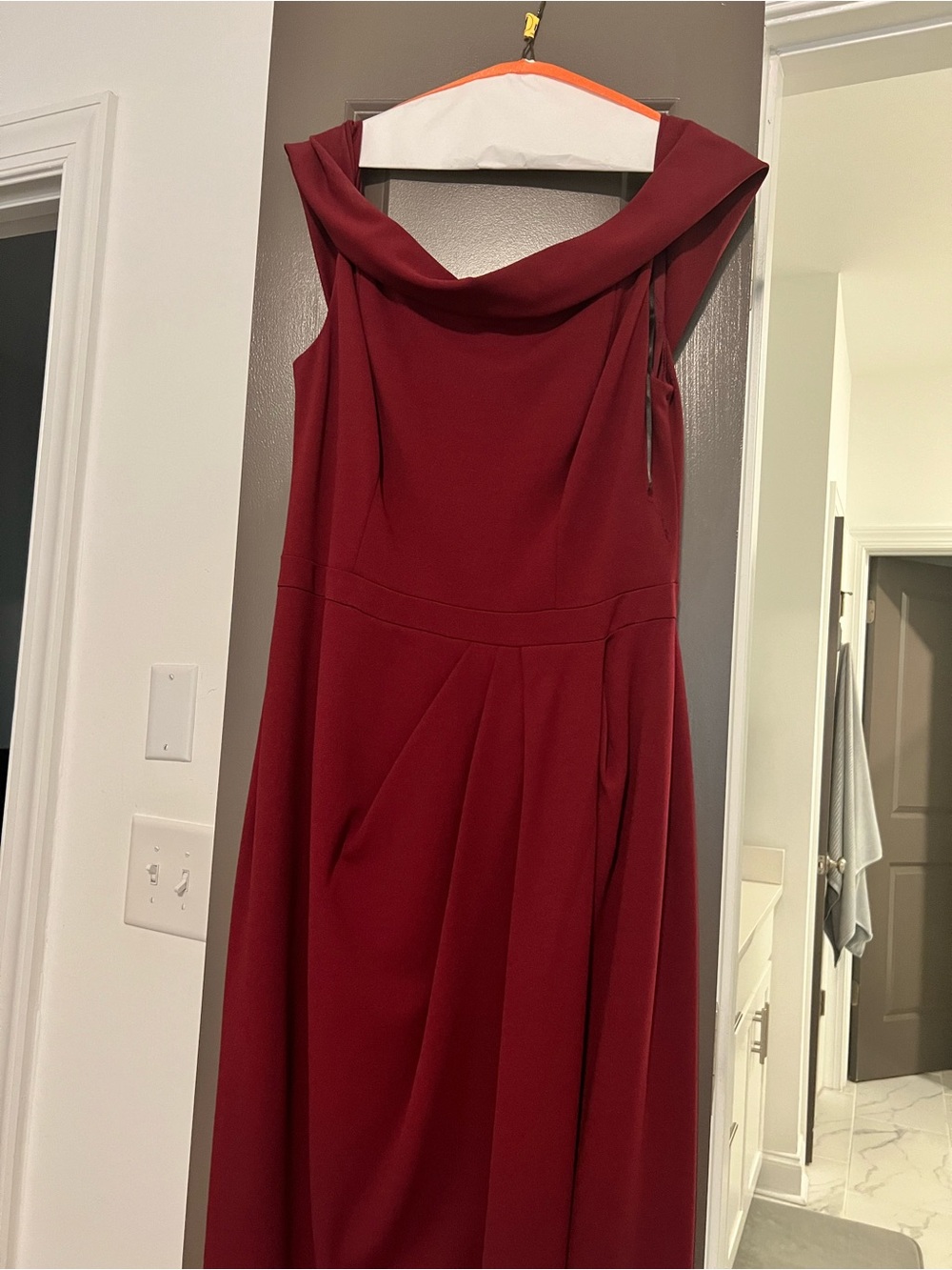 Elegant BHLDN off the shoulder Neck Burgundy Dress